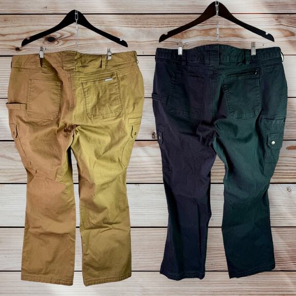 Duluth Trading Women's 24W Set 2 Tan & Black Curvesetter Waistband Work Pants - Picture 2 of 13